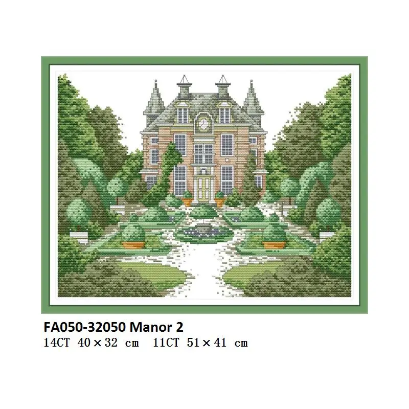 Cross Stitch FA050 Joy Sunday Manor 2 Пейзаж Вышивка крестиком Aida ткань 14ct 11ct Вышивальная нить фирмы DMC DIY рукоделие напечатано на холсте - Цвет: Cross Stitch FA050