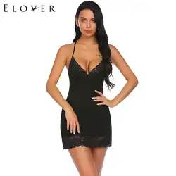 Elover Для женщин сексуальное ночное Prono Babydoll Эротическое белье костюмы пижамы сорочка с кружевной отделкой Для женщин с-стринги