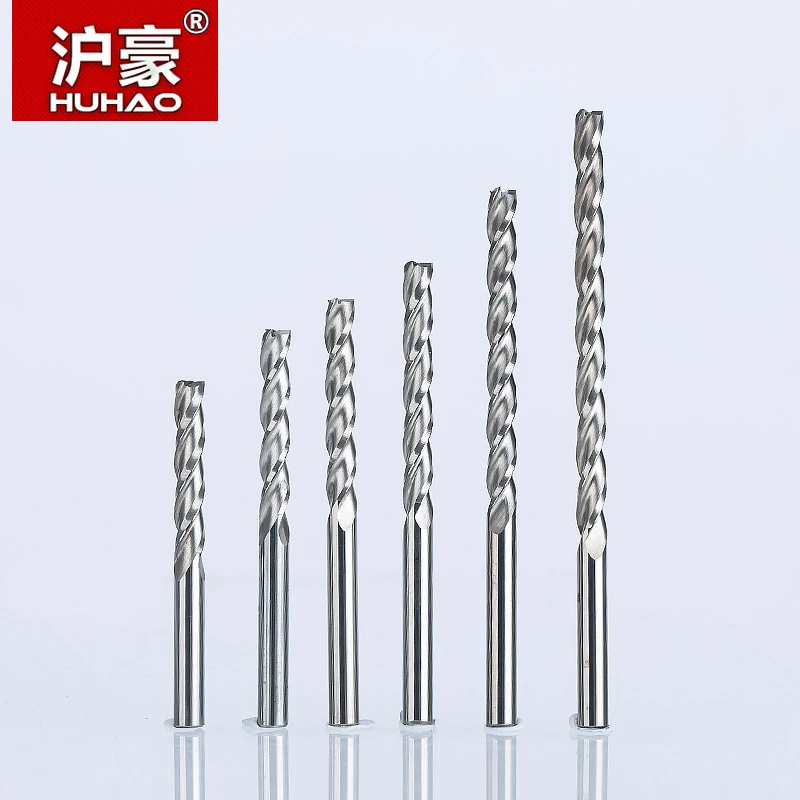 

HUHAO 2pcs/lot Shank 4mm 3 Flute Spiral Cutter Router Bits For Wood CNC End Mill Carbide Milling Cutter for Woodworking