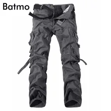 Batmo Новое поступление осень высокое качество хлопок военные серые брюки карго мужские, мужские военные брюки, плюс-Размер 28-42 018