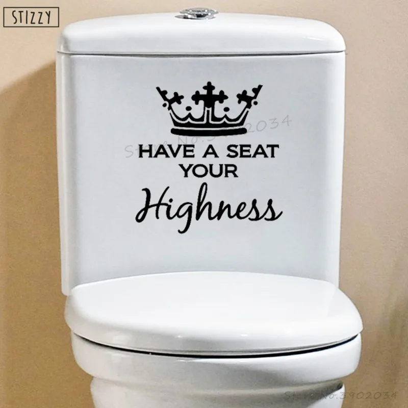 STIZZY Wall Decal Quotes Have A Seat Your Highness Toliet Sticker Decals Creative Crown Pattern Vinyl Removable Decor B120 | Дом и сад