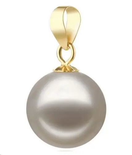 

Jewelr 006457 natural south sea genuine white lavender round pearl pendant (C0309)