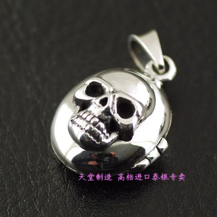 Thailand imports, 925 Sterling Silver Skull Photo Box Pendant (small)