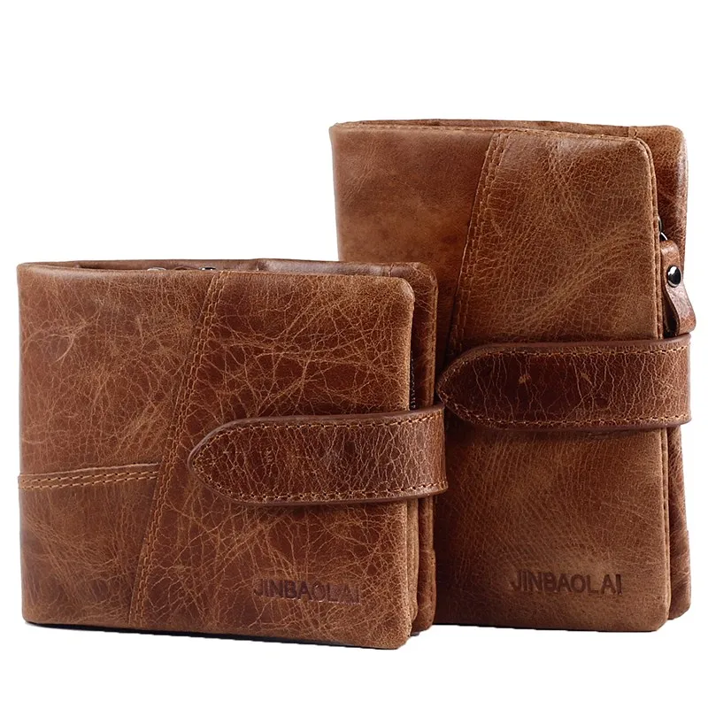 

Cowhide Leather Men Wallets Vintage Design Purse Coin Pocket With Card Holder Zipper Hasp Male Money Bag Purses Leather Wallet