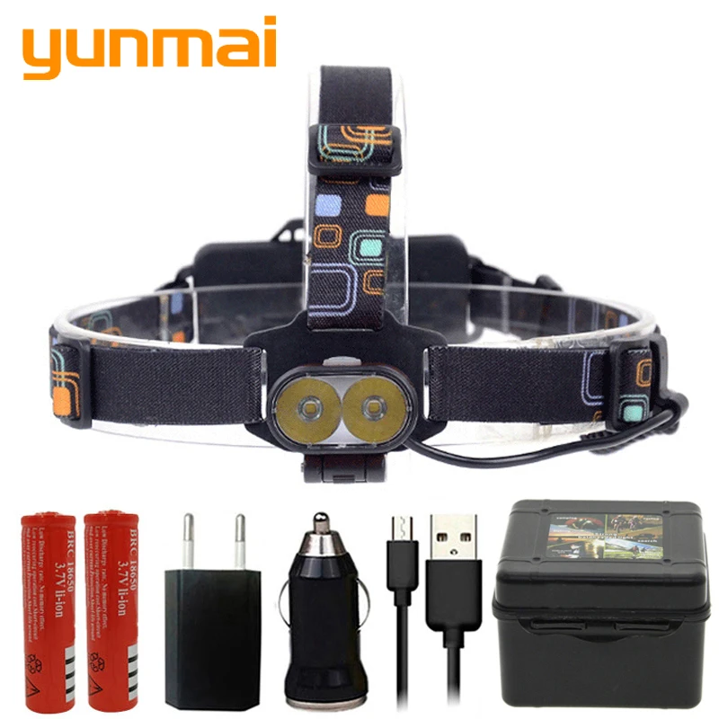 

z20yunmai 7314Super 8000LM USB Headlamp 2x XM-L U2 LED Rechargeable 18650 Headlight Head lamp flashlight Torch with charger