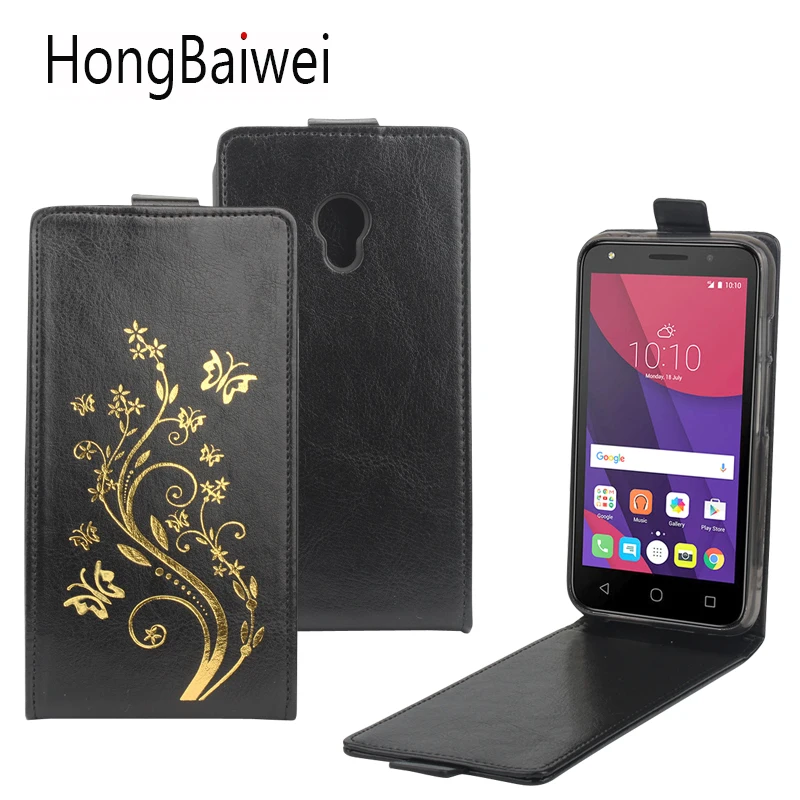 HongBaiwei для Alcatel One Touch Pixi 4 5045X Чехол флип цветок хна Прозрачный Роскошный кожаный
