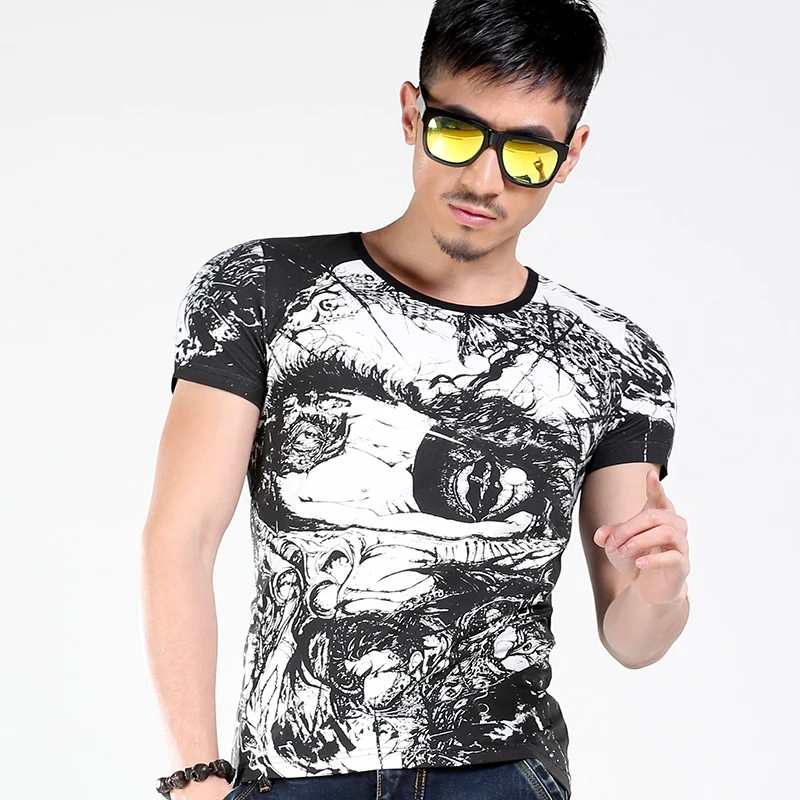 2017 новый модный бренд blue clothing men t-shirt хлопок эластичность мода забавный футболка