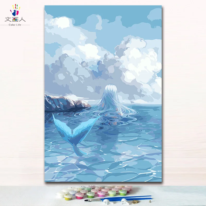 Pinturas Para Colorear Al Oleo De Sirenas Azules Dibujar Imagenes