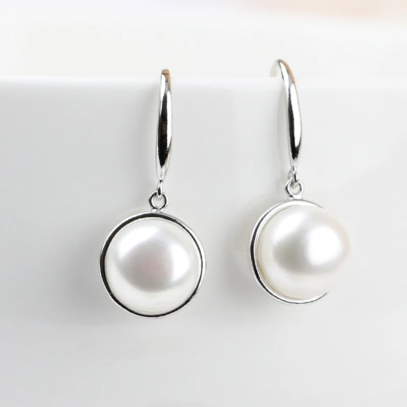 

Luxury Natural Pearl Earrings Genuine Freshwater Pearl Angle Drop Earrings Brand Design Bridal Jewelry Dangle Earrings For Women