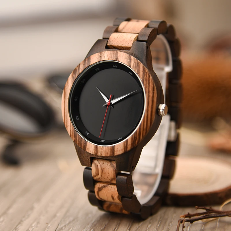

DODO DEER Luxury Zebra Wooden Watches Men Gift Quartz Wood Watch Black erkek kol saati Drop Shipping in Box WA08-1