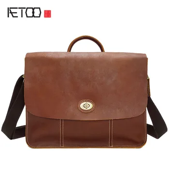 

AETOO Men's shoulder bag head layer of leather fashion Messenger bag briefcase portable leather skin leather leather bag