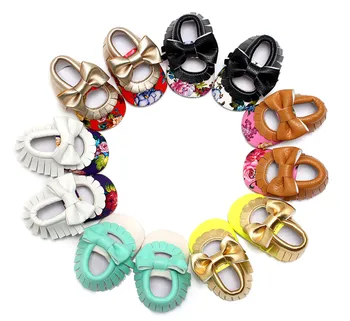 

In Summer Explosion Baby Shoes with Bow Spring Baby Moccasins Lace Soft Soled Toddler Shoes