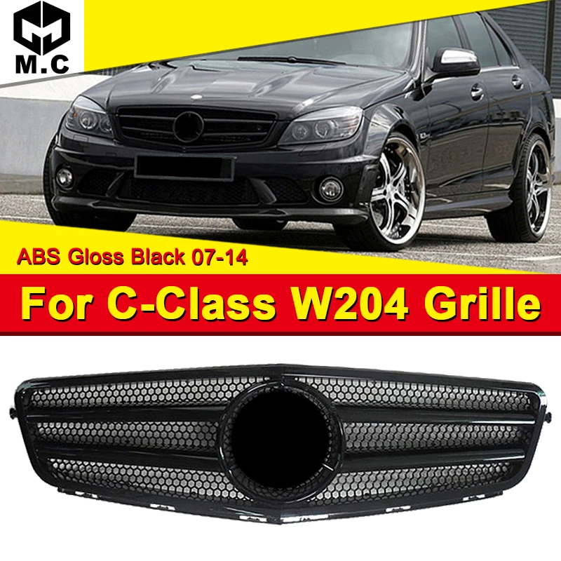 

Fits For MercedesMB W204 AEAMG Style grille grill Sport look C-Class C180 C200 C250 C280 Front bumper grille ABS Black 2007-2014