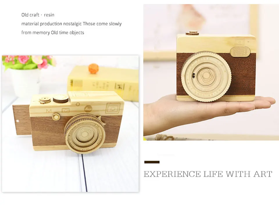 Wooden Clockwork Music Box Camera Module Christmas Ornaments Mechanism Castle In The SkySwan Lake Music Box Creative Gift Ideas (2)