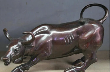 

S07176 7 China Bronze Copper Animal Cow Bull Wild Ox Buffalo Cattle Sculpture Statue discount 30% (C0324)