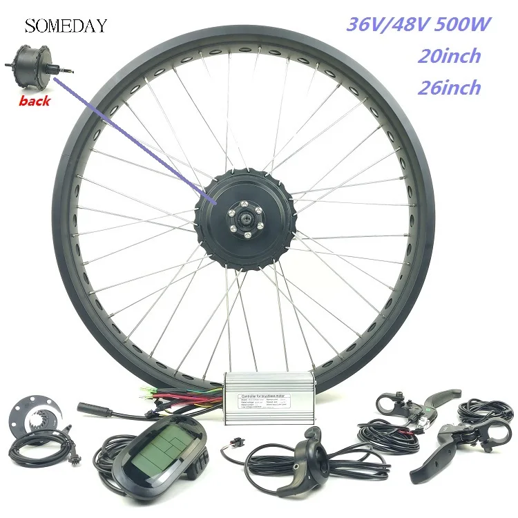 

SOMEDAY Snow Bike Electric Bicycle conversion kit with LCD6 display 20 26 inch 48V 750W E-bike rear rotate hub Motor fat tire