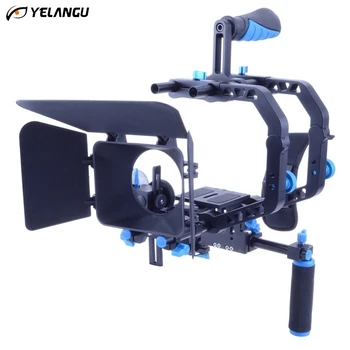

YELANGU Dual C Shape Handheld Bracket Aluminum Protective DSLR Camera Cage Stabilizer Hand Holder Tripod Accessories
