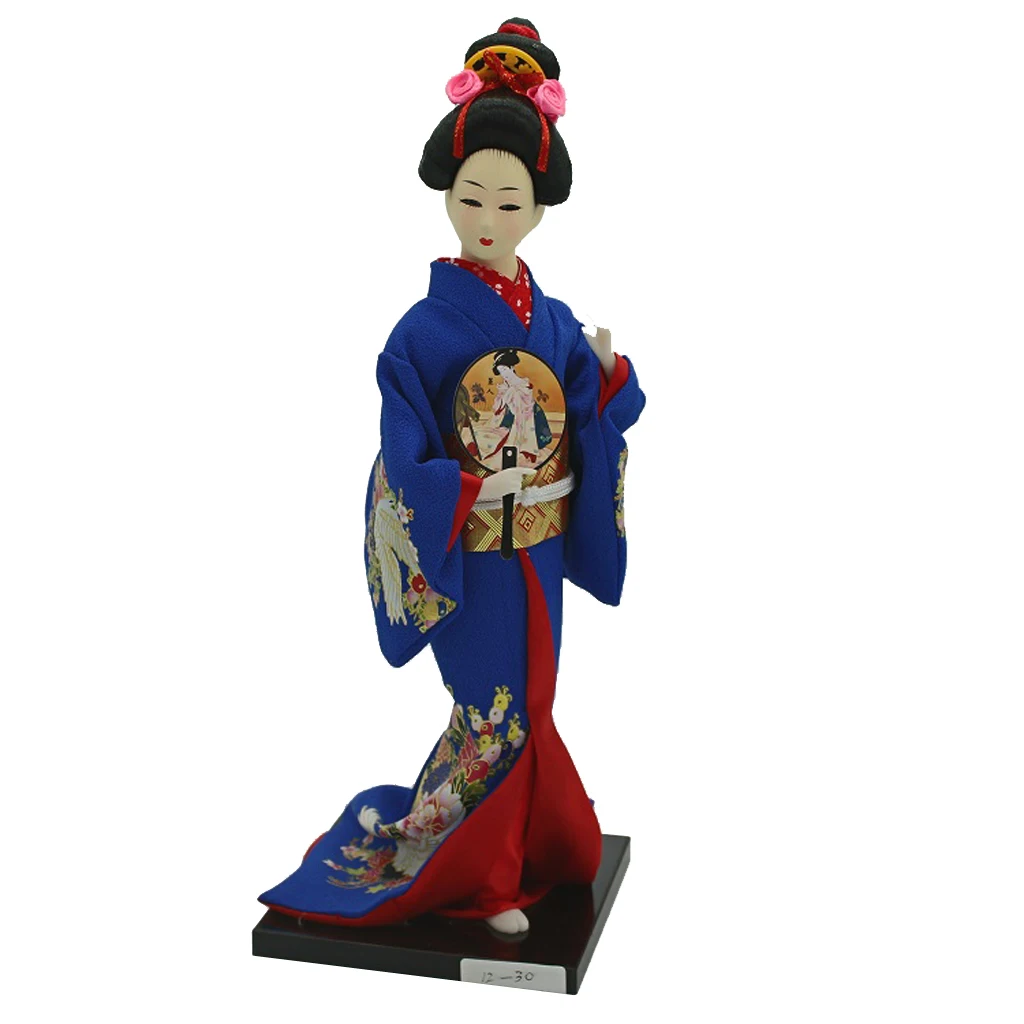 30 см винтажное японское кимоно Гейша кукла женская модель Фигурка в темно-синей одежде