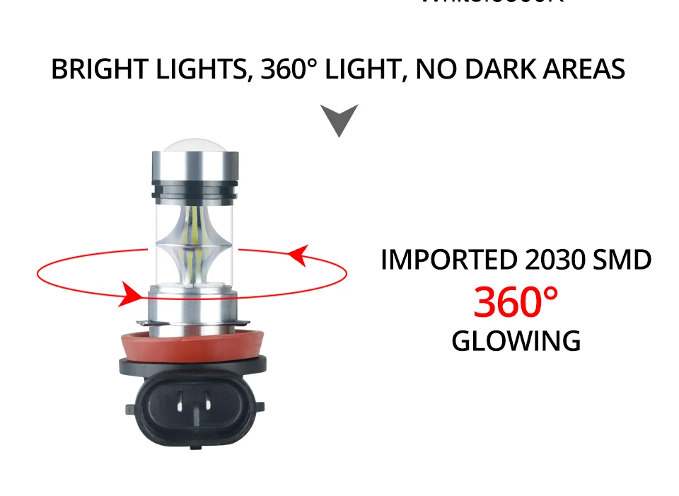 Aceersun LED H7 LED H8 H11 H10 F22 Fog light Car headlamp 1200LM DC12V 24V 2030SMD Chip CANBUS  Yellow light Car Modification (4)