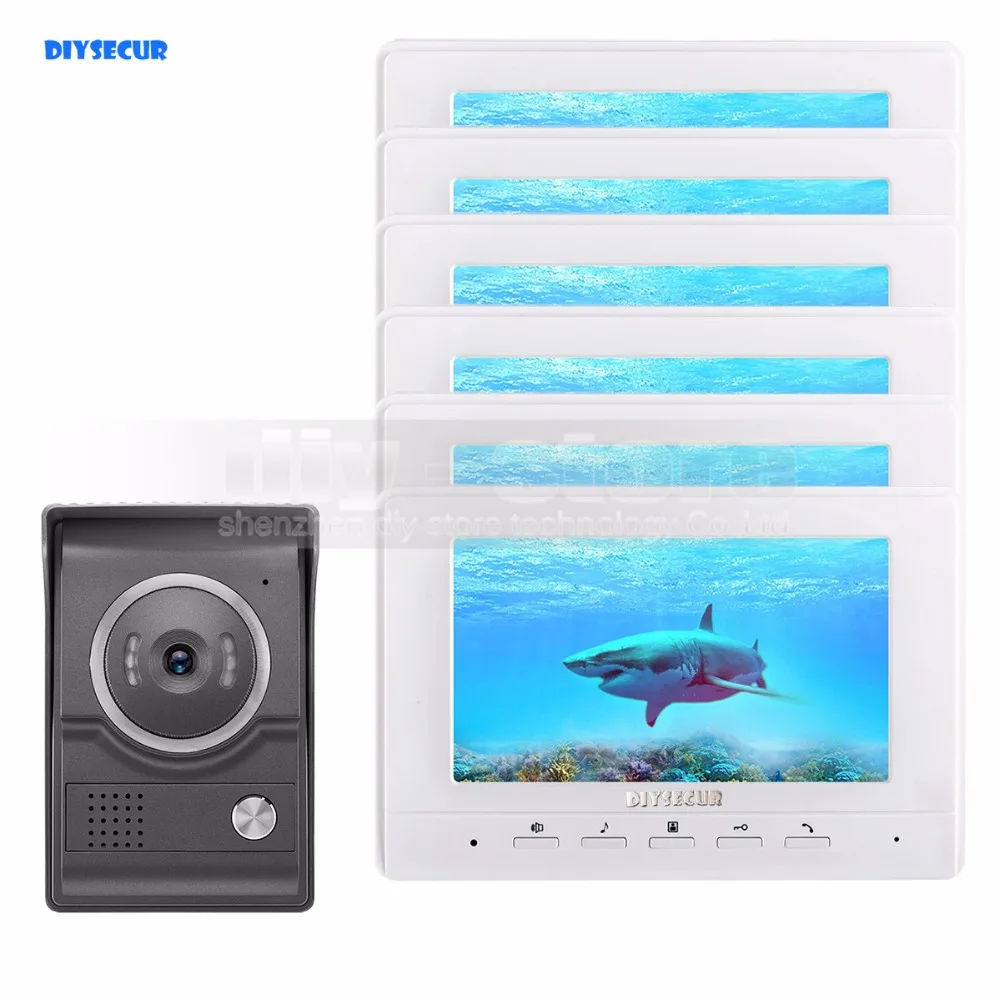 

DIYSECUR 7inch Video Intercom Video Door Phone 700TV Line IR Night Vision HD Camera for Home Office Factory White 1V6