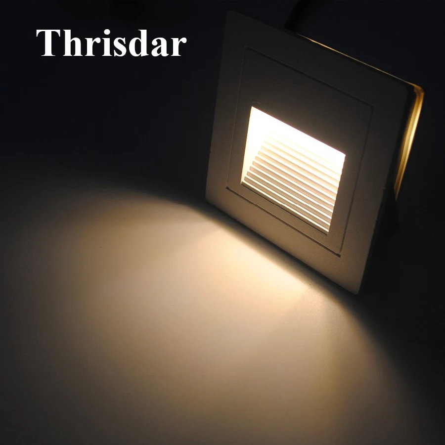 

Thrisdar 86mm Outdoor LED Step Light Waterproof Stair Light Embedded Wall Corner Light IP65 Garden Deck Footlights AC85-265V