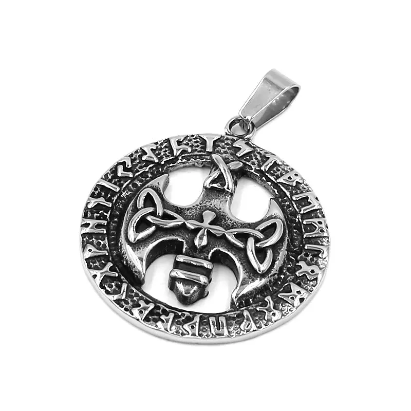 

Wholesale Norse Viking Rune Pendant Odin Symbol Stainless Steel Jewelry Classic Celtic Knot Cross Biker Mens Pendant SWP0500A