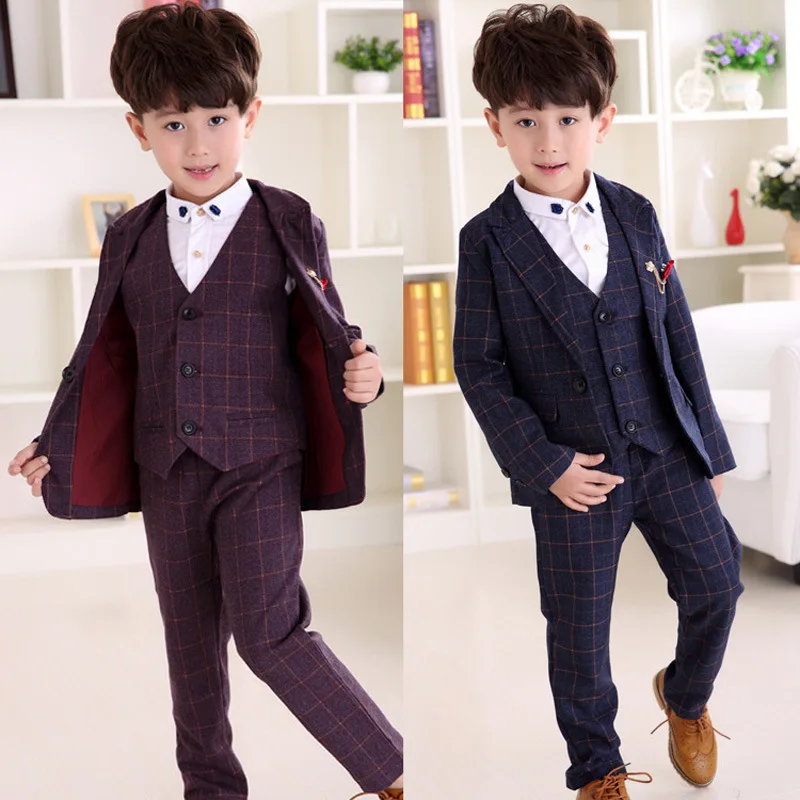 

Children 's Suit 2018 Fashion England wind children' s clothing autumn and winter boy plaid suit performance clothing