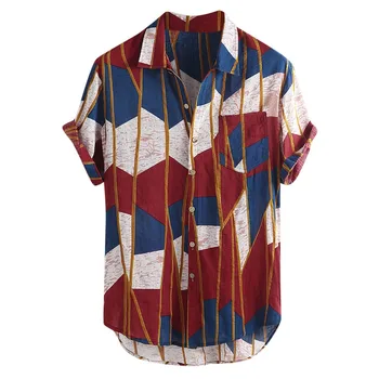 

Are you sure not to click in and see Mens Multi Color Lump Chest Pocket Short Sleeve Round Hem Loose Shirts Blouse M-4XL
