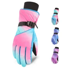 Горячие полный пальцы спортивные перчатки зимний теплый для катания на лыжах перчатки унисекс ветрозащитные напечатанные водонепроницаемые утепленные Мотоциклетные Перчатки