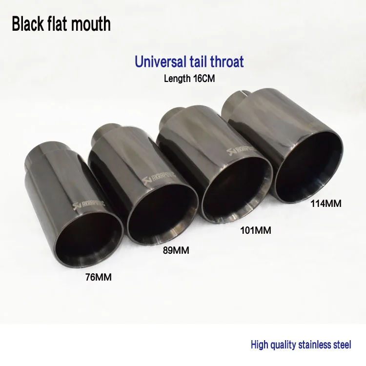 

1 pcs titanium black different size universal welding 304 stainless steel exhaust pipe muffler tip flat mouth for universal