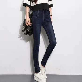 

Slim Jeans Women Skinny High Waist Jeans Woman Blue Denim Pencil Pants Stretch Women Jeans Black Pants Calca Feminina 2018