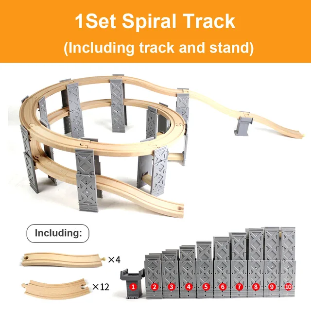 Beech Wooden Train Track Railway Bridge Tunnel Accessories Fit for Brio Wood Train Pieces Educational Toys for Children Gifts 2