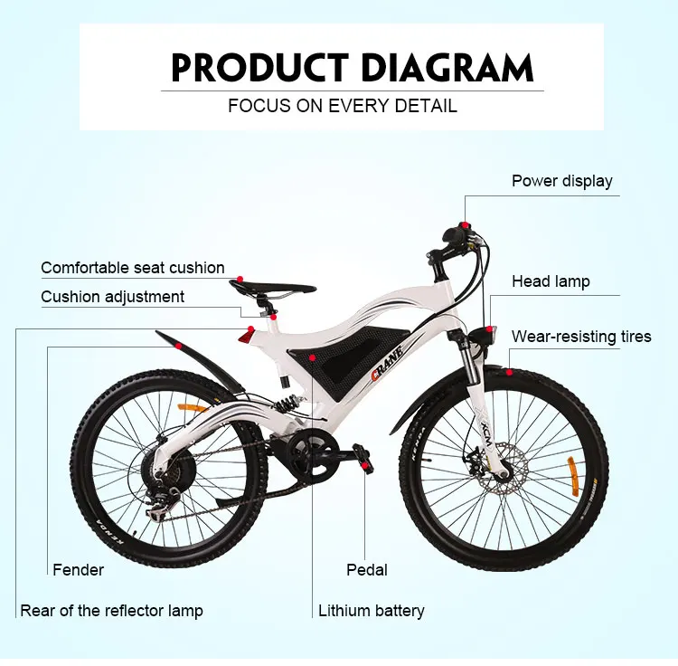 EZBIKE горный Гибридный электровелосипед Электрический мотоцикл 7 скоростной водонепроницаемый каркас внутри Li-on батарея ebike