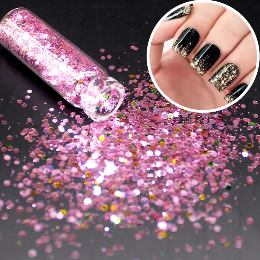 

1box/sell Mixed Color Pink gold Ultrathin Paillette Deep Color Gel Nail Art Polish Varnish Manicure UV Colors Permanent Hybrid