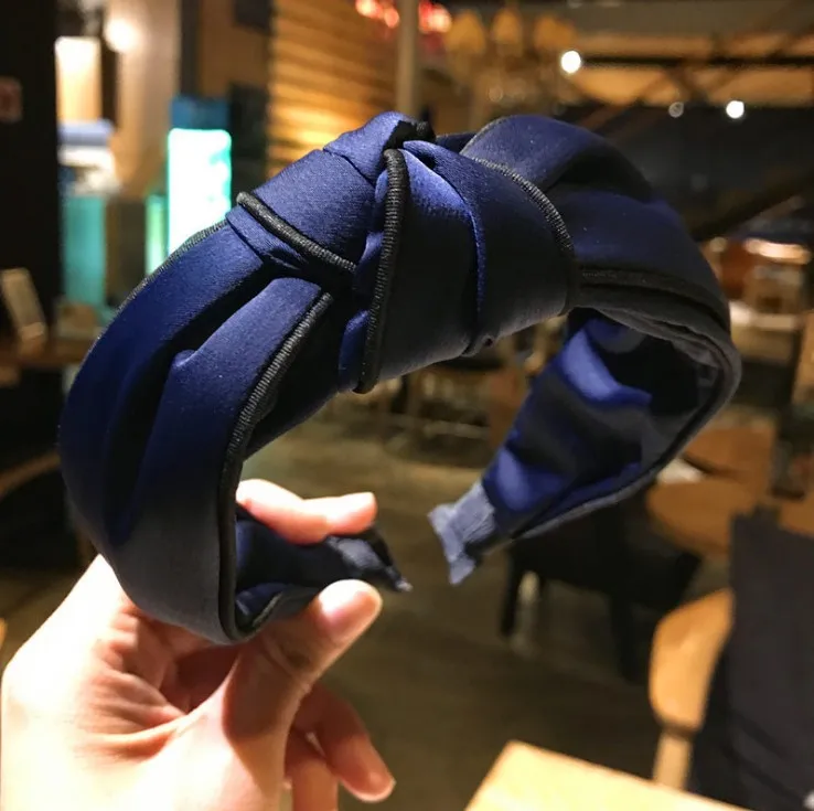 Модные женские аксессуары для волос, повязка на голову с бантом для девочек, повязка на голову из кусков, повязка на голову, резинки для волос, головной убор - Цвет: navy blue hairband