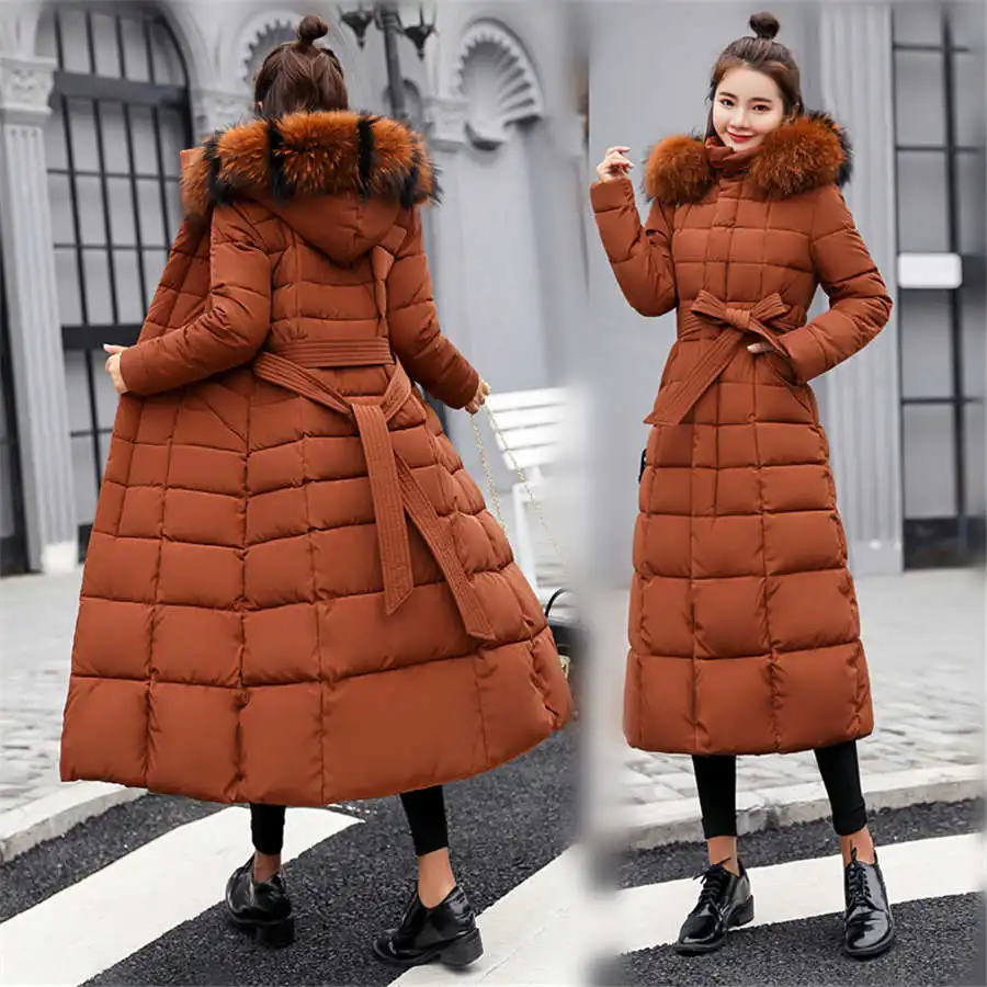 

A New Winter Dress with a Belt and Down Cotton Clothes