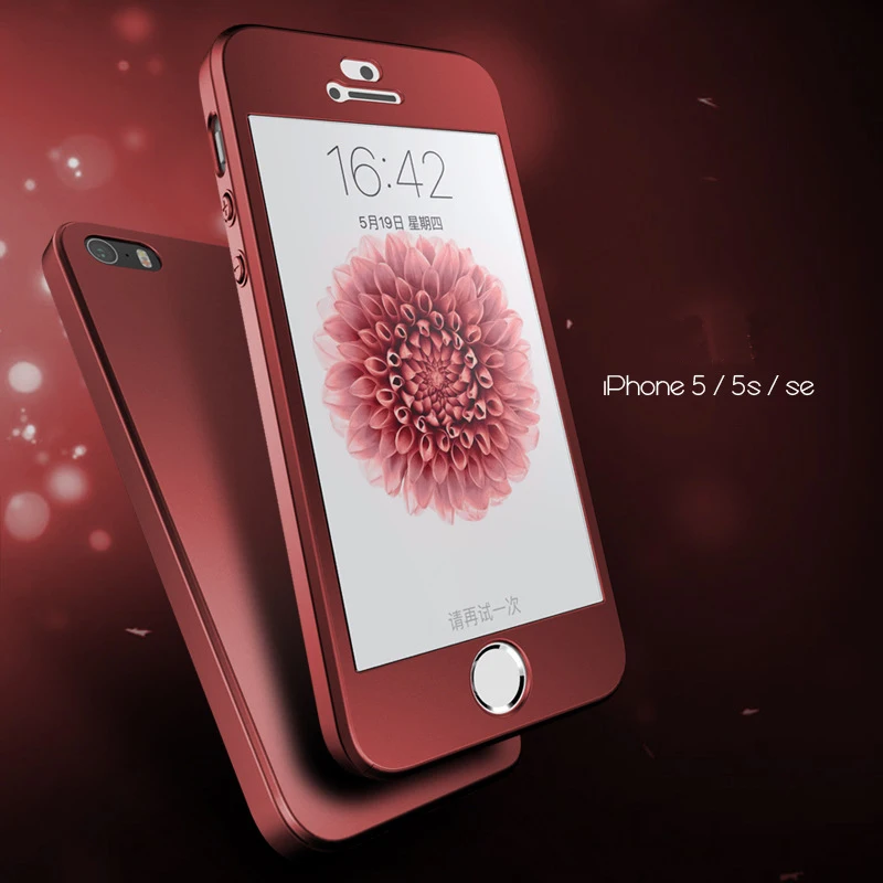 100% Original brand  For Apple iPhone 5s SE 5 Case Back Cover 360 Full Protection Phone Housing with Front Tempered Glass Flim