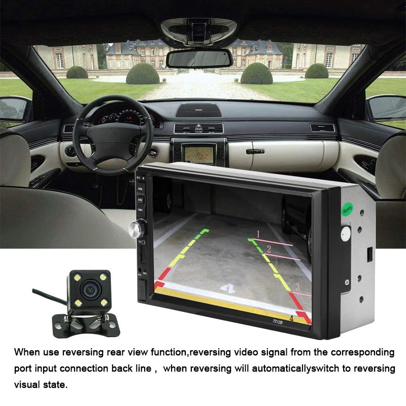 ЖК-дисплей с сенсорным экраном Bluetooth Автомобильная Радио Поддержка камеры заднего вида управление рулем 2 din аудио стерео Зеркало Ссылка