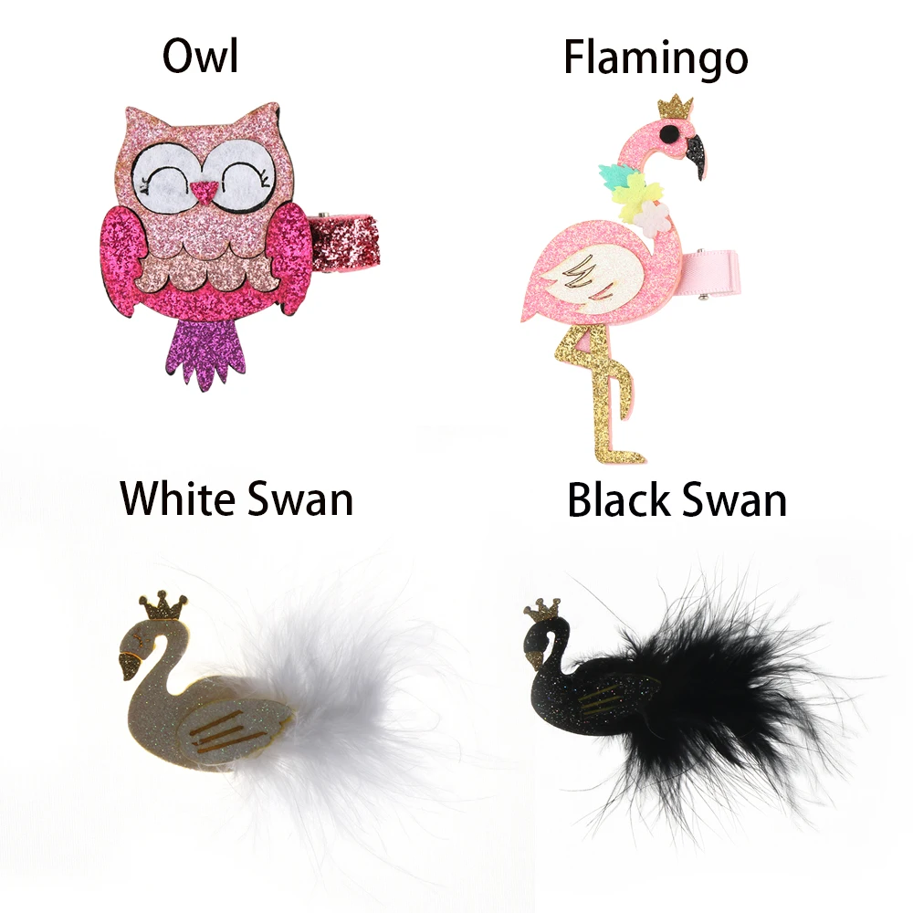 Headwear Fashion Cartoon Hairpins Flamingo Swan Owl Girls Barrettes Hair Clips