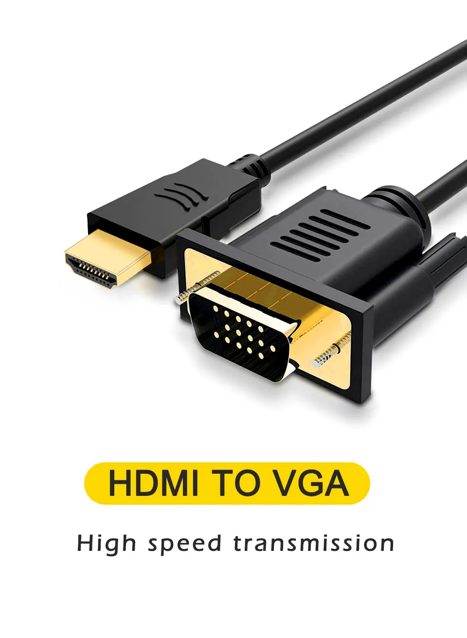 1.8m HDMI to VGA Adapter Cable Male To Male Video VGA Connector Cables for HD Player TV Projector Computer 15 pin Data cable (1)