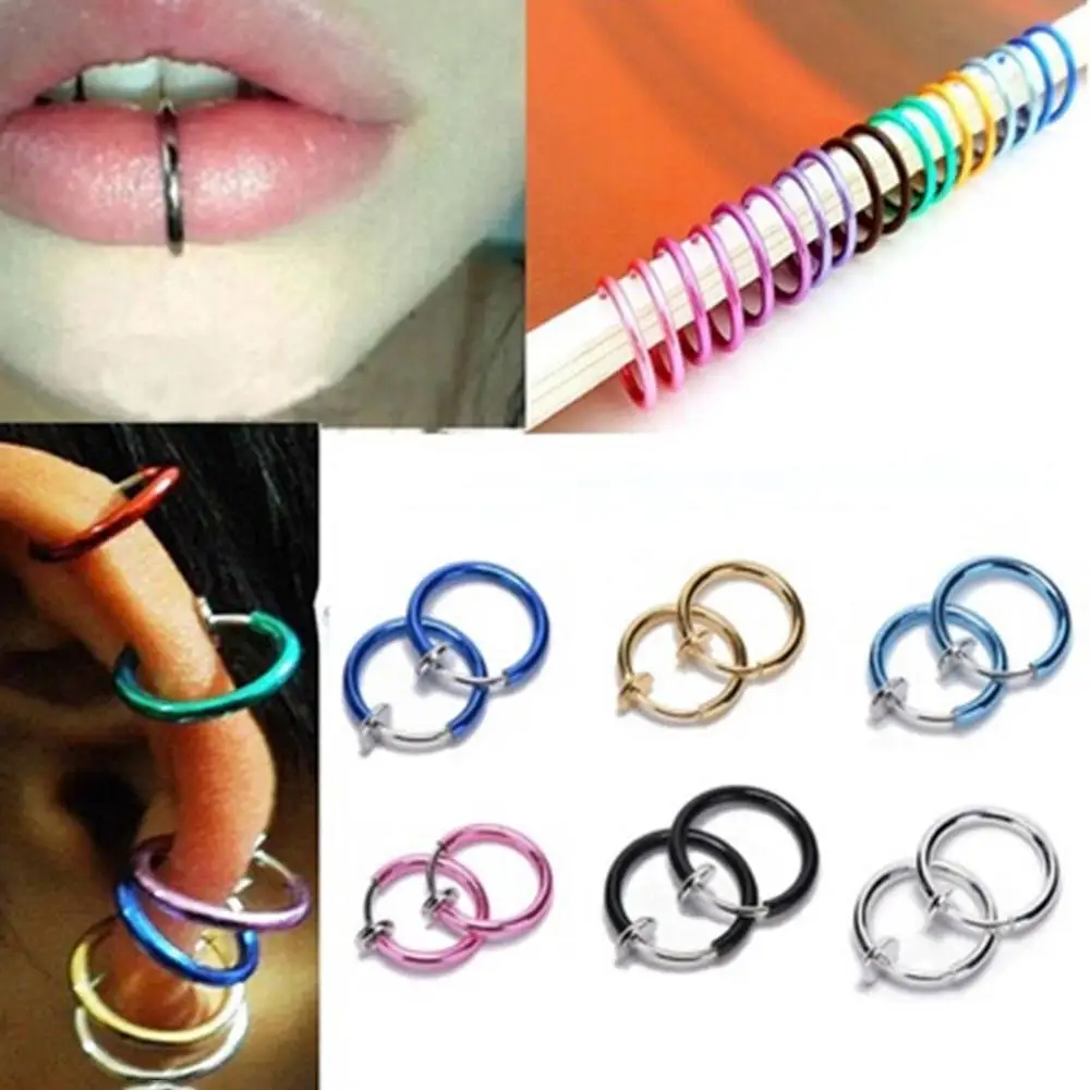 

2017 Real Nose Piercing Body Jewelry No Holes! Fake, 1 Piece Non Piercing Spring Hoops Jewelry (lip, Ears, Nose) Clip On One