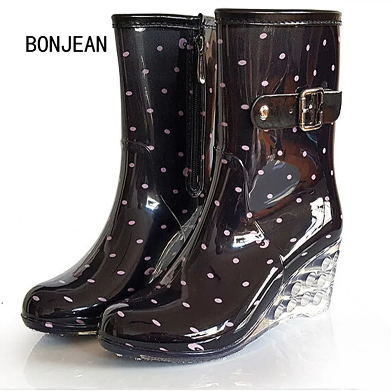 stylish rain boots with heels