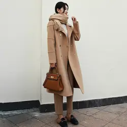 Шерстяное пальто, Женский среднего Длина, 2018 новая Корейская версия, сам ремонт верблюжьей шерсти шерстяное пальто, повседневное шерстяное