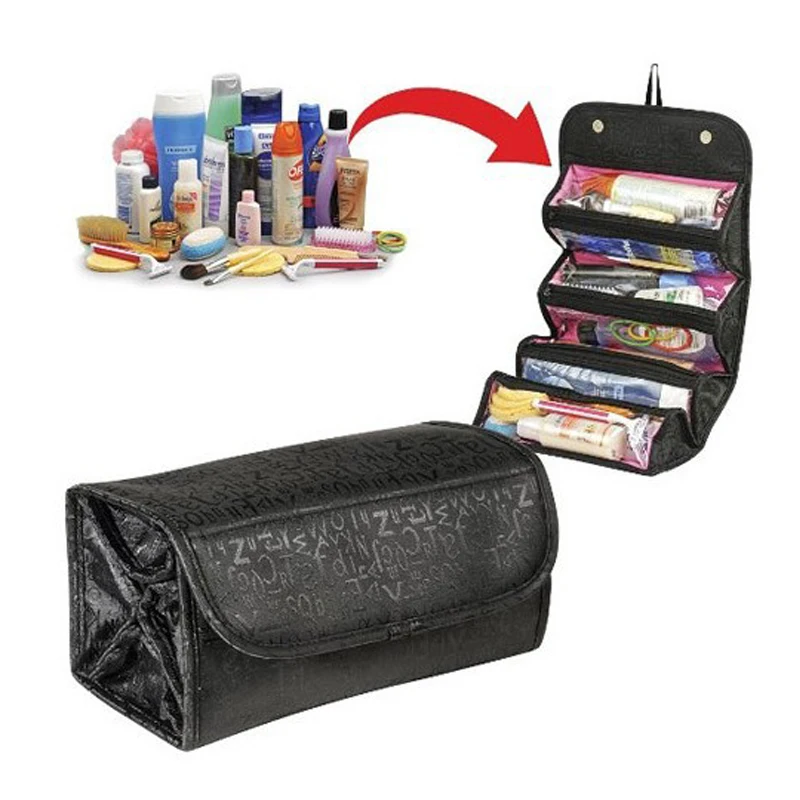 

Cosmetic Bag Travel Makeup Suitcase Foldable Women Zipper Make Up Case Casual Traveling Multi-layer Hanging PVC Handbag