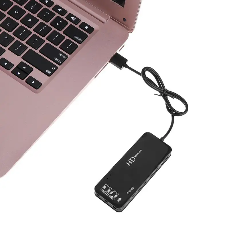 USB 2,0 3-Портовый Концентратор для наушников Микрофон Стерео Аудио 7.1CH Звуковая карта адаптер кабель
