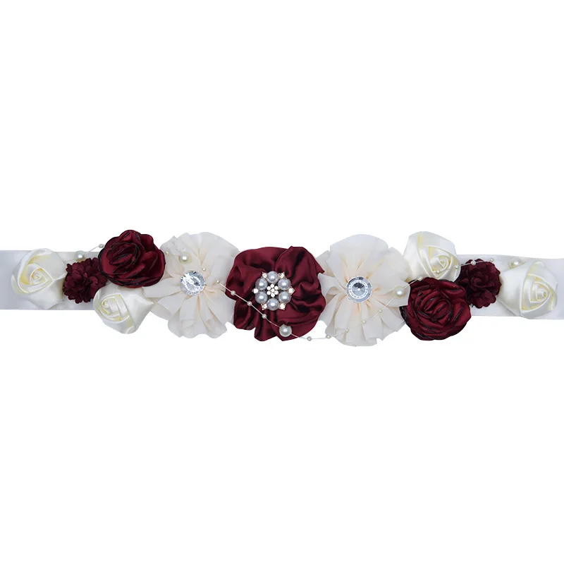 Beauty Emily Women Elegant Flower Sash Rhinestone Beaded Waistband Bridal Ribbon Cummerbunds Wedding Dress Waist Belt - Цвет: Style 3