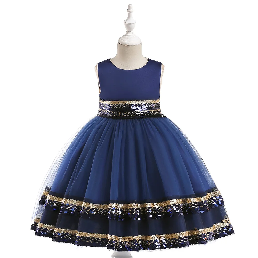 6354 золотые блестки принцессы вечерние платья для маленьких девочек лето-осень Осень Детские платья для девочек Одежда для девочек много