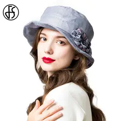 FS Летняя шляпа для женщин хлопок флоппи шапки широкими полями цветок Sunhat пляжные кепки модные элегантные складные кепки