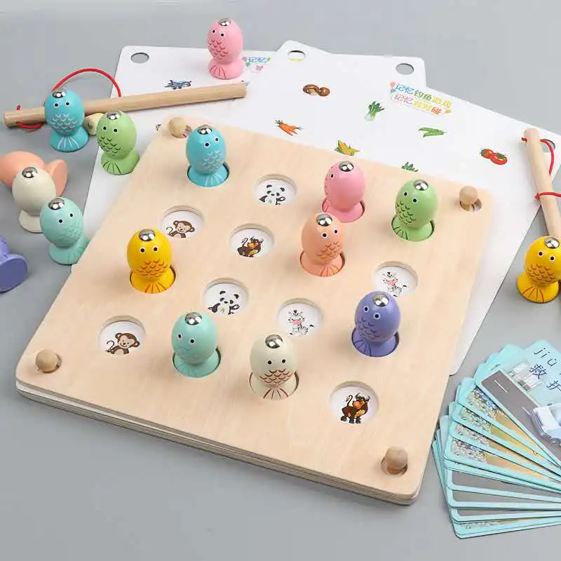 

Kids Preschool Wooden Memory Match 3D Puzzle Early Educational Game Fun Cognitive Ability Learning Fish Toys Gifts For Children