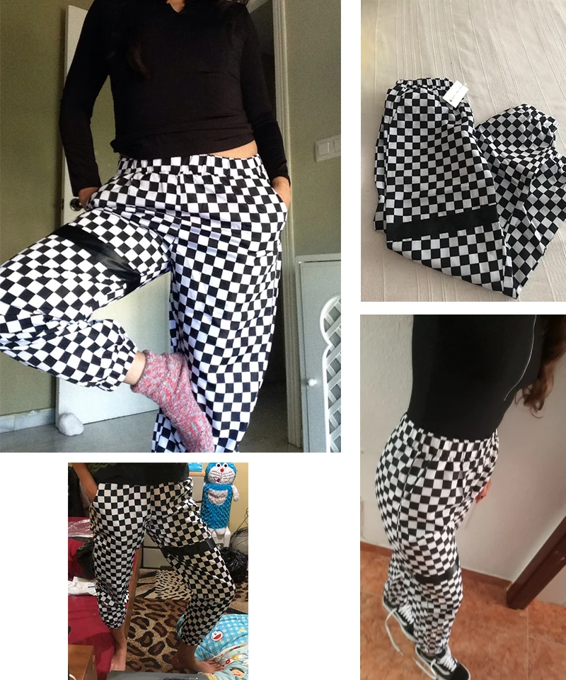 Sweetown Шахматная трек брюки для девочек мотобрюки для женщин брюки пэтчворк Femme уличная осень 2019 плюс размеры Harajuku спортивные штаны